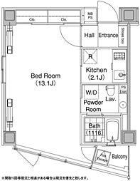 東京メトロ日比谷線 恵比寿駅 徒歩2分の賃貸マンション 4階1Kの間取り