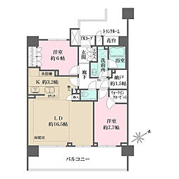ザ・パークハウス武蔵野中町 2LDKの間取図画像