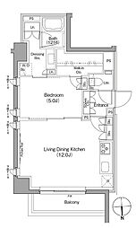 ザ・パークハビオ根岸三丁目 201 2階1LDKの間取り