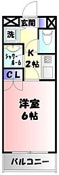 堤ビル 2階1Kの間取り