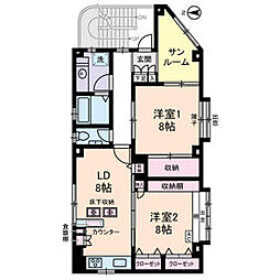 ＳＥＬＥＣＴ神楽坂 2階2LDKの間取り