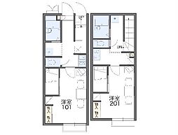 レオパレスエスパシオ 2階1Kの間取り