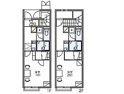 JR両毛線 伊勢崎駅 徒歩34分の賃貸アパート 1階1Kの間取り