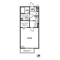 モナリエ平和台　IIIIII 2階1Kの間取り