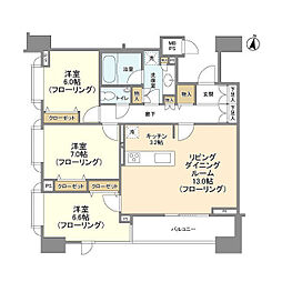 ＨＦ白金高輪レジデンス 6階3LDKの間取り