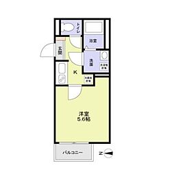 東武伊勢崎線 西新井駅 徒歩11分の賃貸マンション 2階1Kの間取り