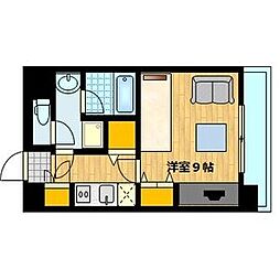 アスール江坂 1Kの間取図画像