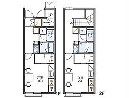 レオパレスアルシュ 2階1Kの間取り