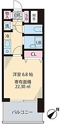 ビイルーム新宿 1Kの間取図画像