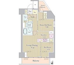 JR山手線 高田馬場駅 徒歩8分の賃貸マンション 4階2LDKの間取り