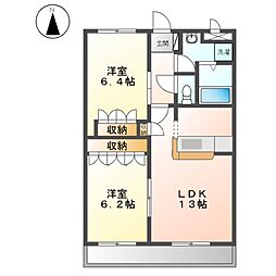 JR中央本線 春日井駅 徒歩13分の賃貸アパート 2階2LDKの間取り