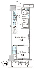 東京メトロ東西線 木場駅 徒歩11分の賃貸マンション 8階1DKの間取り