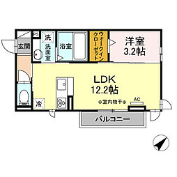 アサヒエステート 3階1LDKの間取り