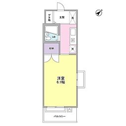 東急東横線 中目黒駅 徒歩11分の賃貸マンション 2階ワンルームの間取り