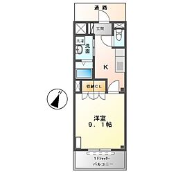 豊橋鉄道渥美線 高師駅 徒歩14分の賃貸アパート 1階1Kの間取り