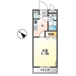 Confort One（コンフォール　ワン） 2階1Kの間取り