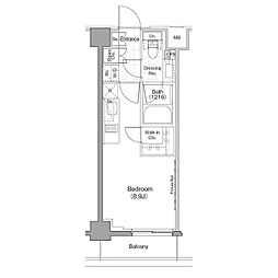 東京メトロ丸ノ内線 新宿三丁目駅 徒歩7分の賃貸マンション 4階ワンルームの間取り