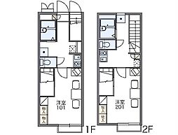 レオパレスサンホーム 1Kの間取図画像