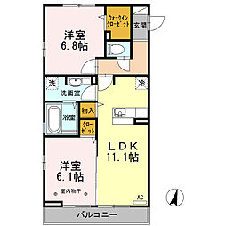 アルカンシエルII 2階2LDKの間取り