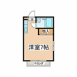 小田急小田原線 玉川学園前駅 徒歩14分の賃貸アパート 2階ワンルームの間取り