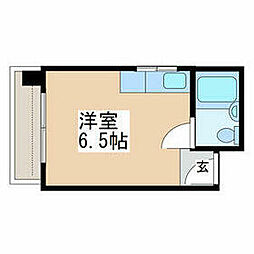 国立グリーンハイツ 2階ワンルームの間取り