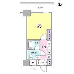 セレーノ品川 1Kの間取図画像