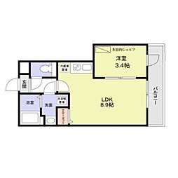 JR常磐線 柏駅 徒歩10分の賃貸アパート 3階1LDKの間取り