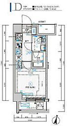 メインステージ横浜東口 1Kの間取図画像