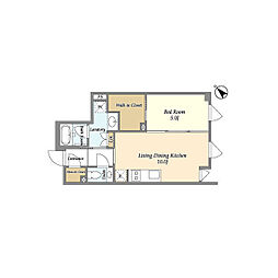 アンソレイエ下北沢 2階1LDKの間取り