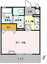 都営新宿線 船堀駅 徒歩11分の賃貸アパート 1階1Kの間取り