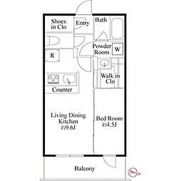 ラ・ミアカーサ東中野 210 2階1LDKの間取り