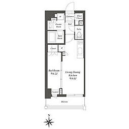 東京メトロ南北線 白金高輪駅 徒歩5分の賃貸マンション 4階1LDKの間取り