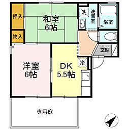 ファーストコート 1階2DKの間取り
