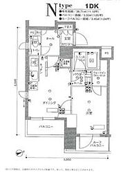 スカイコート蒲田壱番館 8階1DKの間取り