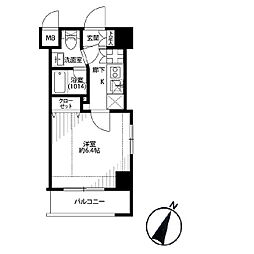 プレール・ドゥーク東京NORTH2 1Kの間取図画像