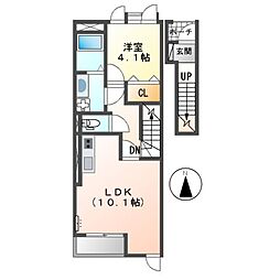 TiaraM 1LDKの間取図画像