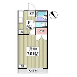 レピュート高岡Ｃ 1階1Kの間取り