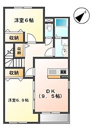 プリマヴェーラ 2DKの間取図画像
