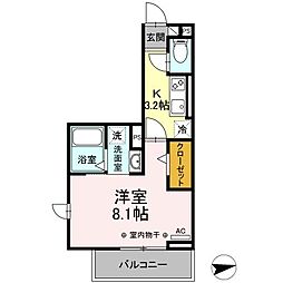 ラフィーネ 1Kの間取図画像