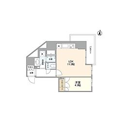 ＯＰＥＮ　ＢＬＯＯＭ　ＳＵＭＩＤＡ　ＹＡＨＩＲＯ 9階1LDKの間取り