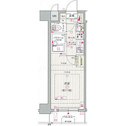 JR山手線 駒込駅 徒歩3分の賃貸マンション 7階1Kの間取り
