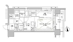 都営大江戸線 牛込柳町駅 徒歩4分の賃貸マンション 9階1LDKの間取り