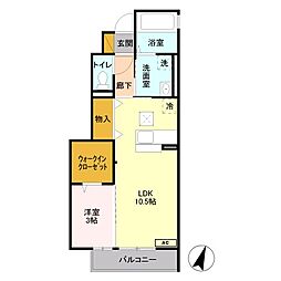 ハイム・ジョルニ 1階1LDKの間取り