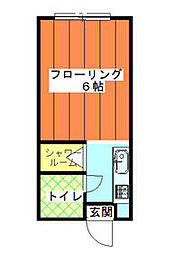 コスモ神奈川 203 2階ワンルームの間取り