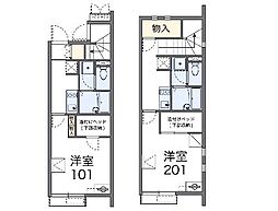 東武伊勢崎線 館林駅 徒歩15分の賃貸アパート 1階1Kの間取り