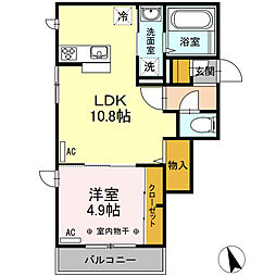 ルミエール西新宿 2階1LDKの間取り