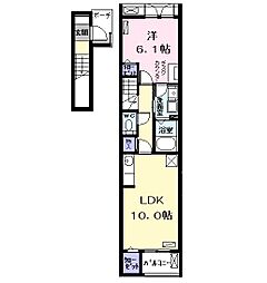 名古屋市営東山線 高畑駅 バス22分 八百島下車 徒歩8分の賃貸アパート 2階1LDKの間取り