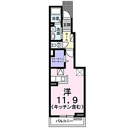 ストーンクローネ 1階1Kの間取り