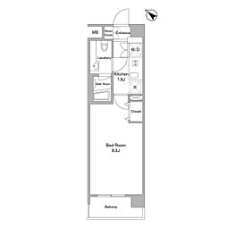 京王線 初台駅 徒歩9分の賃貸マンション 5階1Kの間取り