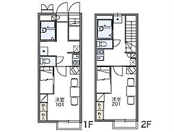 レオパレスエス・ワイ 2階1Kの間取り